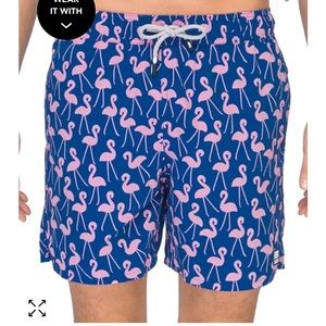 Tom & Teddy flamingo swim trunks